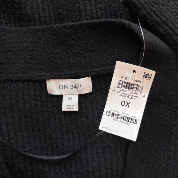 ON 34TH Plus Size Long Patch Chunky Knit Pocket Black Cardigan NWT - Picture 7 of 7